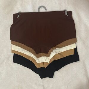 Rene Rofe Seamless Boyshorts in Black, Tan, and Cream
